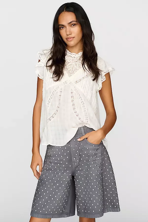 Adi Studded Mid-Rise Relaxed Bermuda Shorts by Pilcro