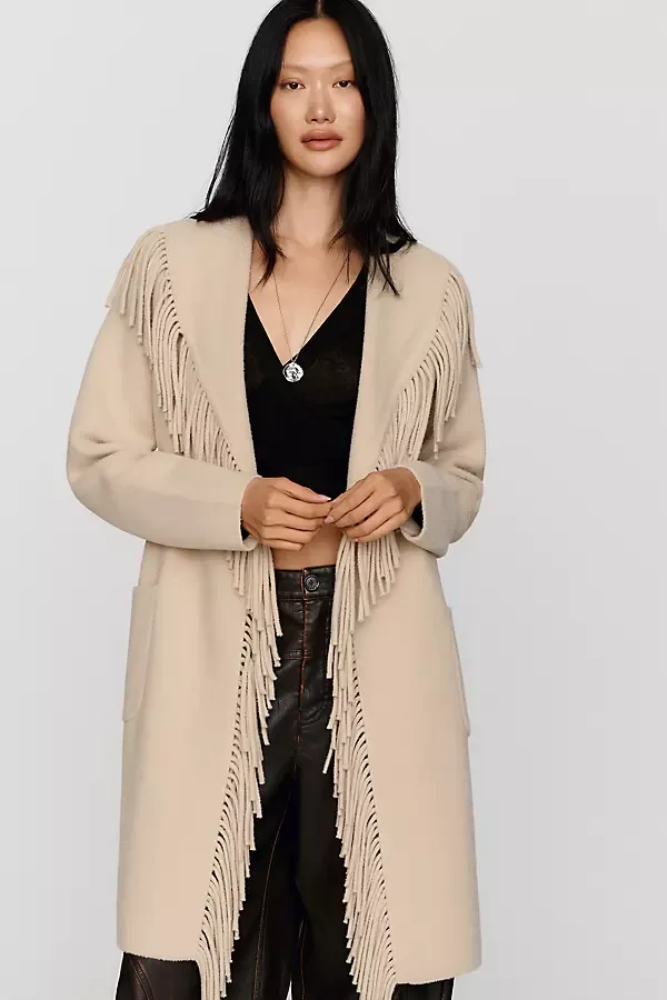 Fringe Belted Coatigan Jacket