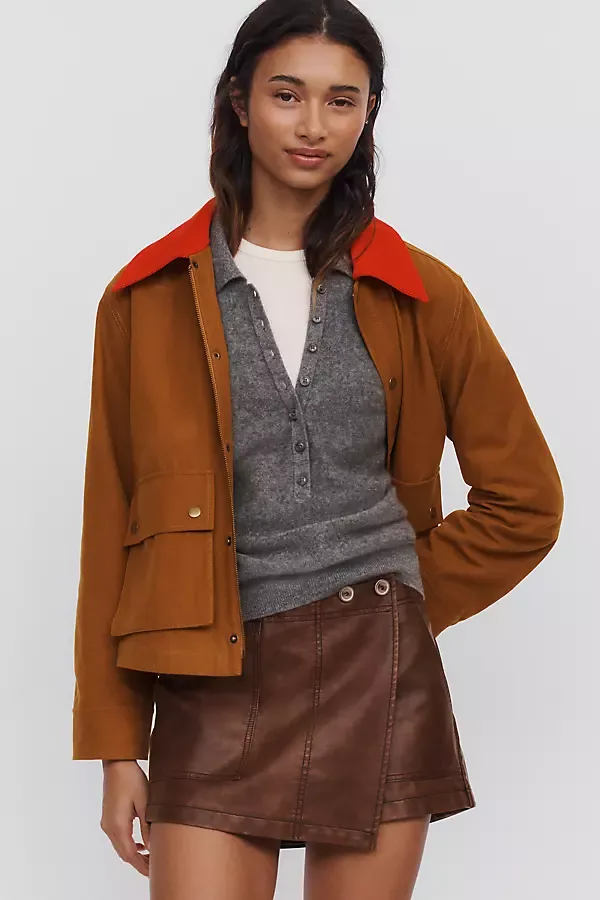 Faux Leather Mini Skort by Pilcro