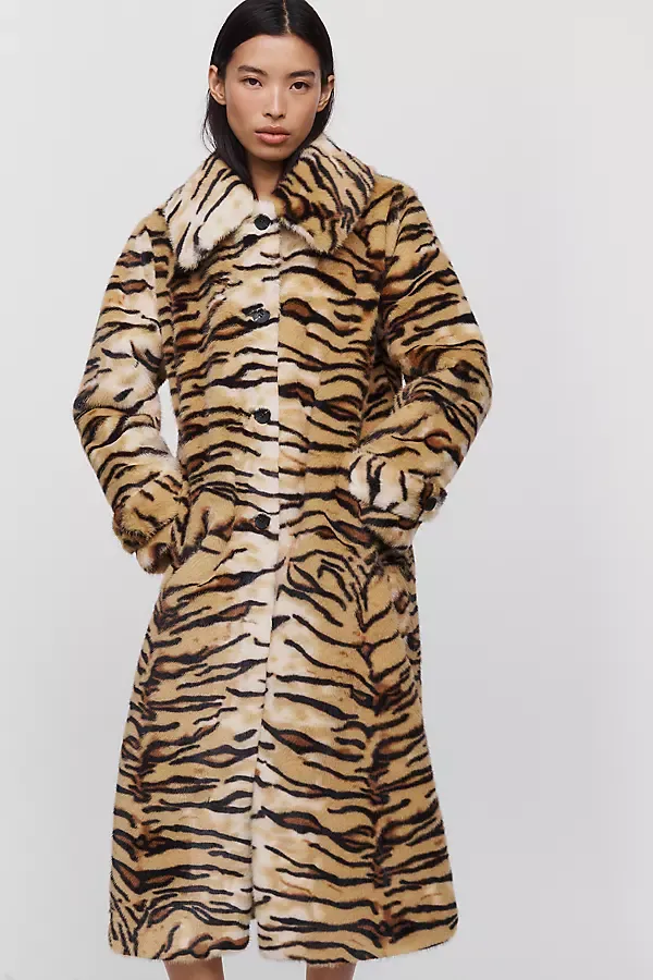 Animal Print Faux Fur Coat Jacket by Avec Les Filles