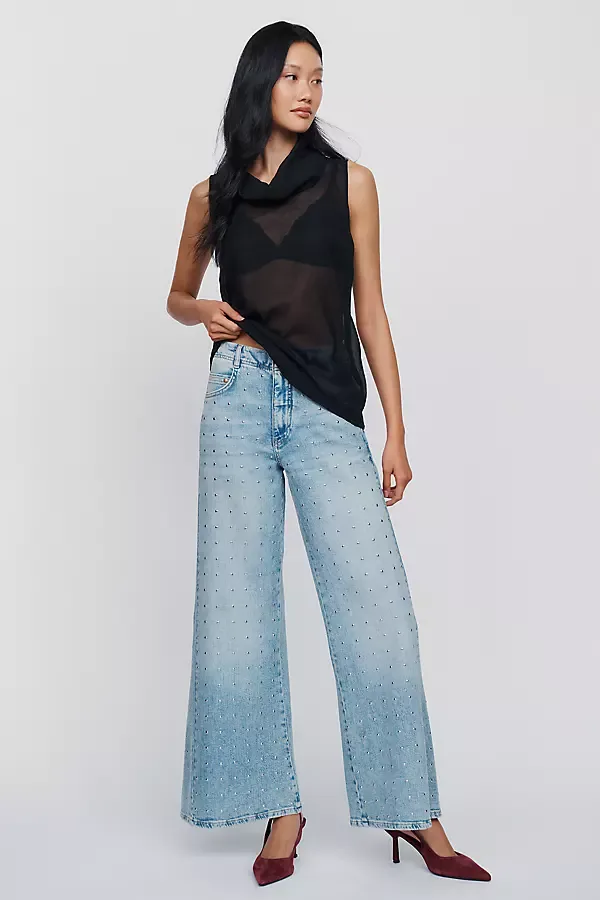 Adi High Rise Wide Leg Studded Jeans by Pilcro