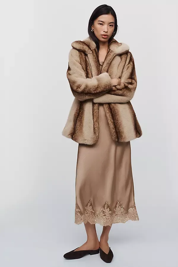 Short Faux Fur Coat Jacket by Avec Les Filles