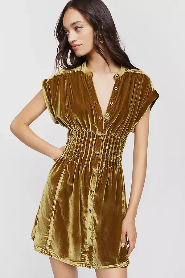 Linden Velvet Waisted Mini Dress by Pilcro