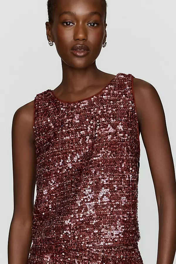 Sequin Tweed Vest Top by Maeve