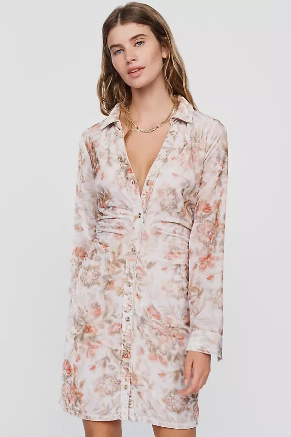 Greer Velvet Ruched Shirtdress