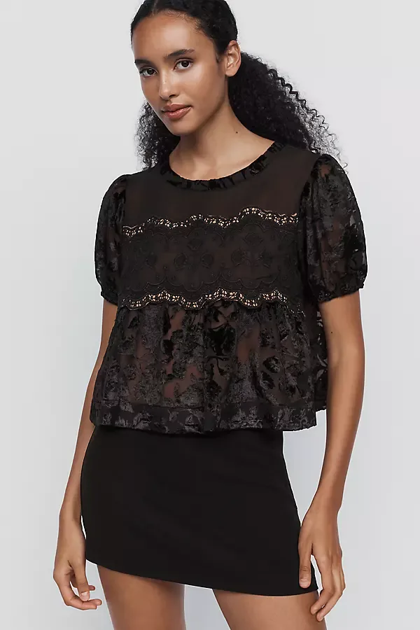 Velvet Burnout Swing Top by Anthropologie