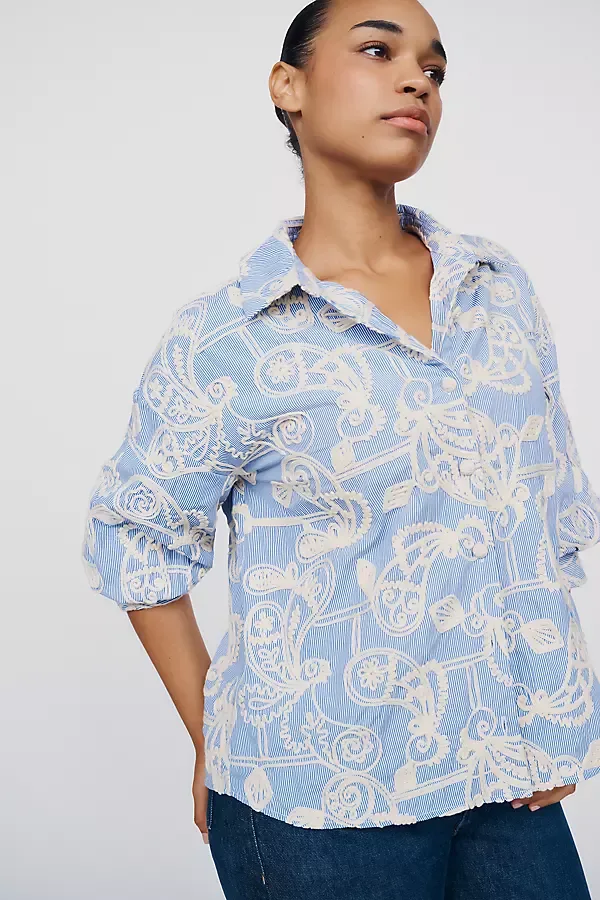 100% Cotton Embroidered Buttondown Shirt by English Factory