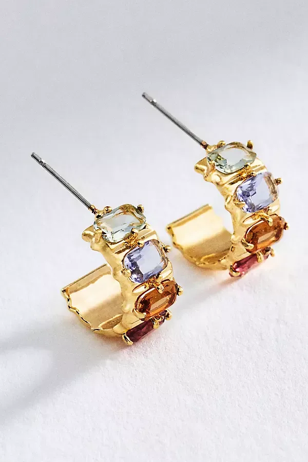 Crystal Baguette Huggie Hoop Earrings