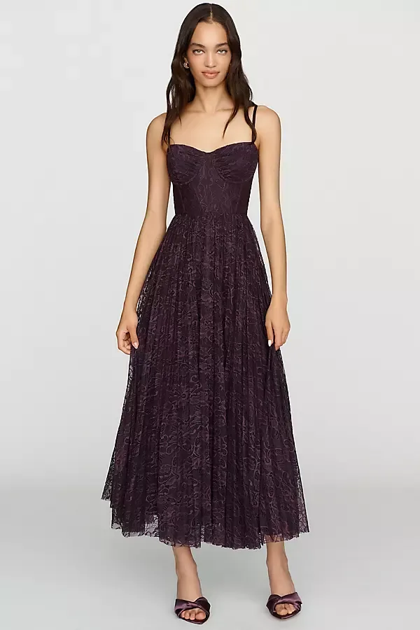 Amara Fit & Flare Pleated Midi Dress by Hutch