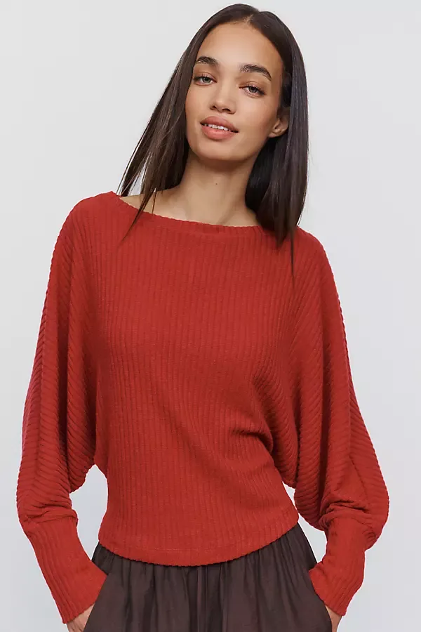 Ribbed Dolman Sleeve Sweater by Anthropologie