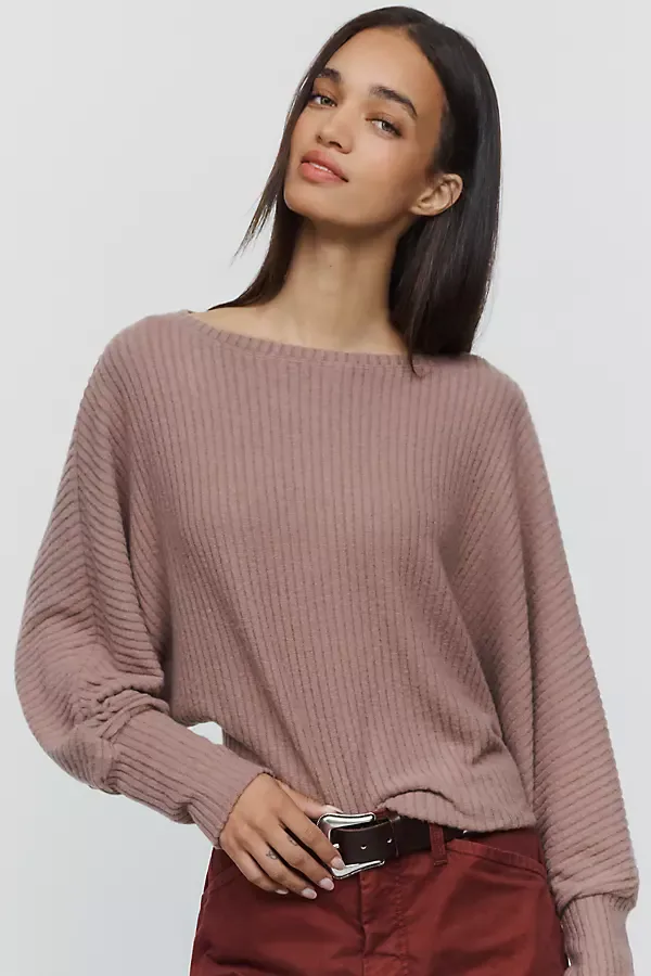 Ribbed Dolman Sleeve Sweater