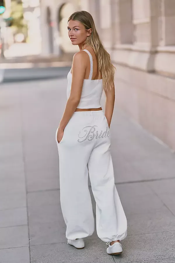 Bride 100% Cotton Rhinestone Sweatpants