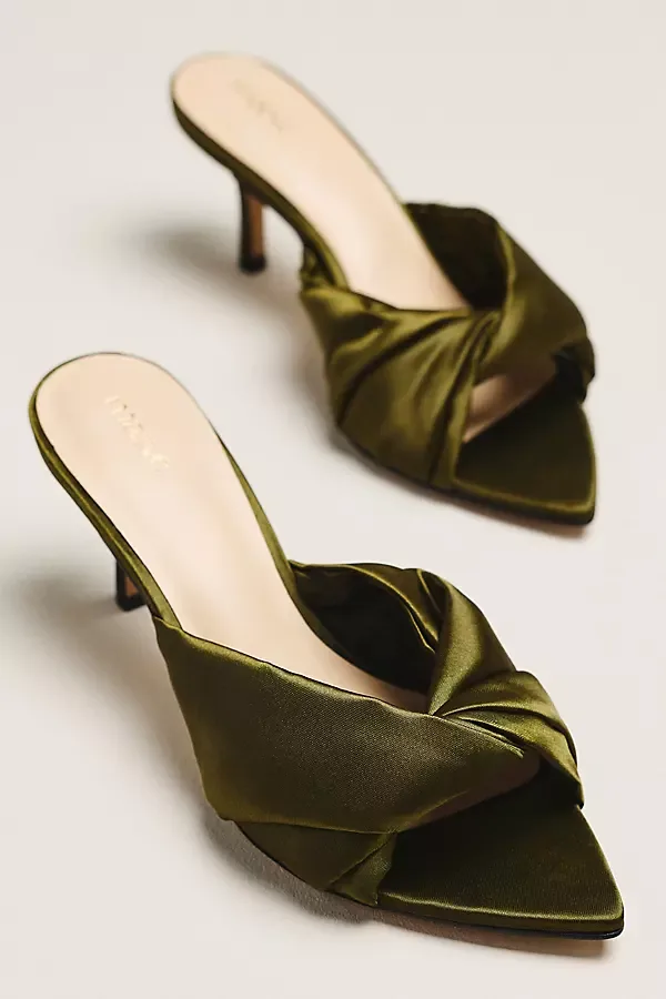 Satin Wrapped Mule Heels