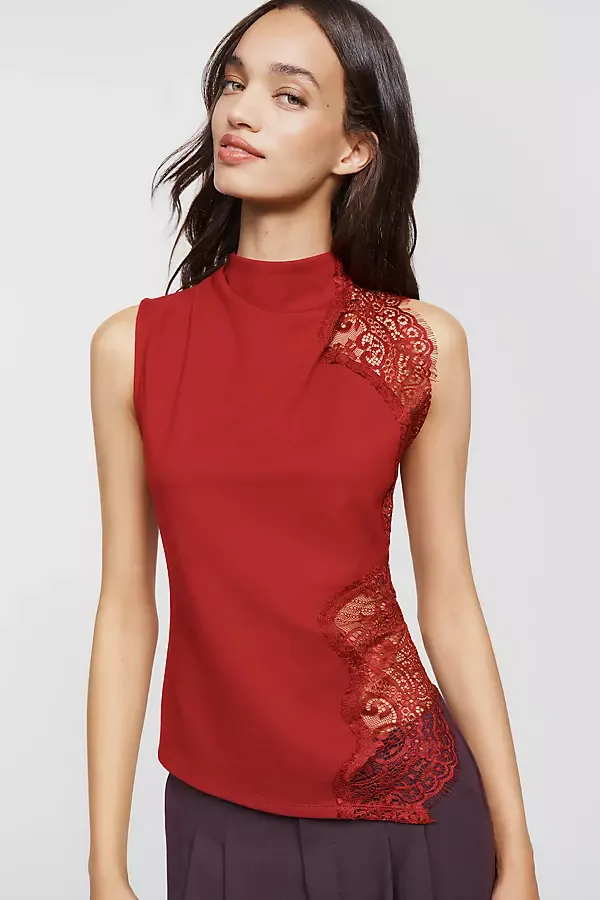 Asymmetrical Lace Ponte Top by Maeve