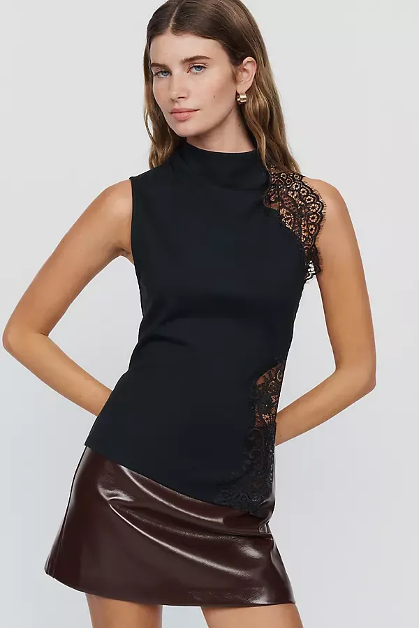 Asymmetrical Lace Ponte Top