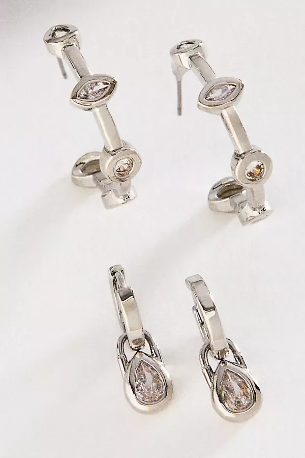 Bezel Hoop Earrings, Set of 2 by Anthropologie
