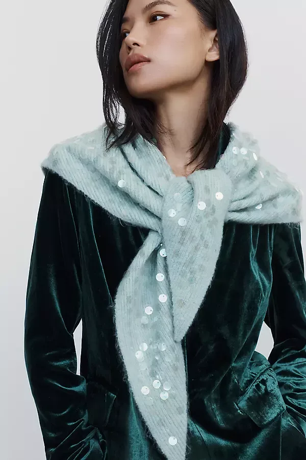 Knit Sequin Triangle Scarf by Anthropologie