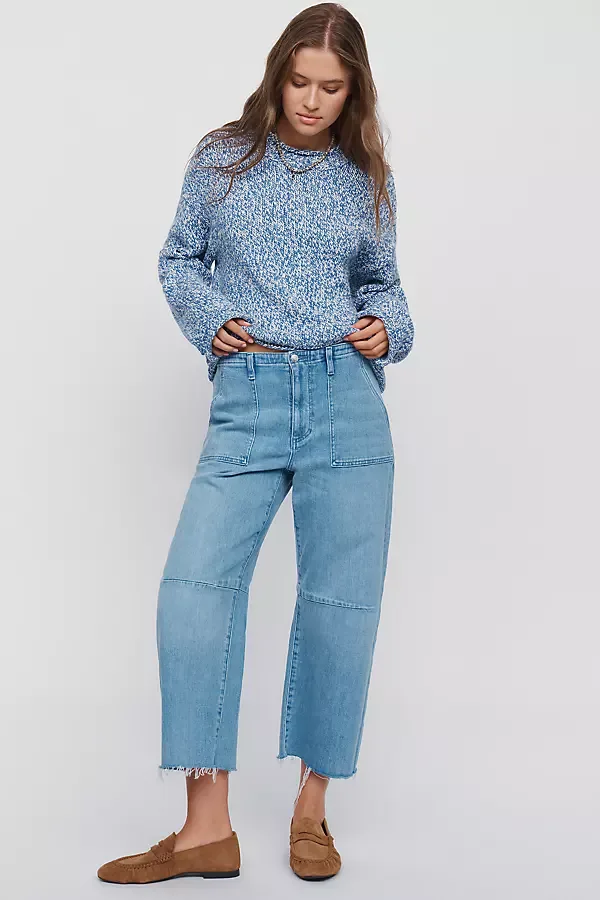 Mid Rise Barrel Leg Utility Jeans by LE JEAN