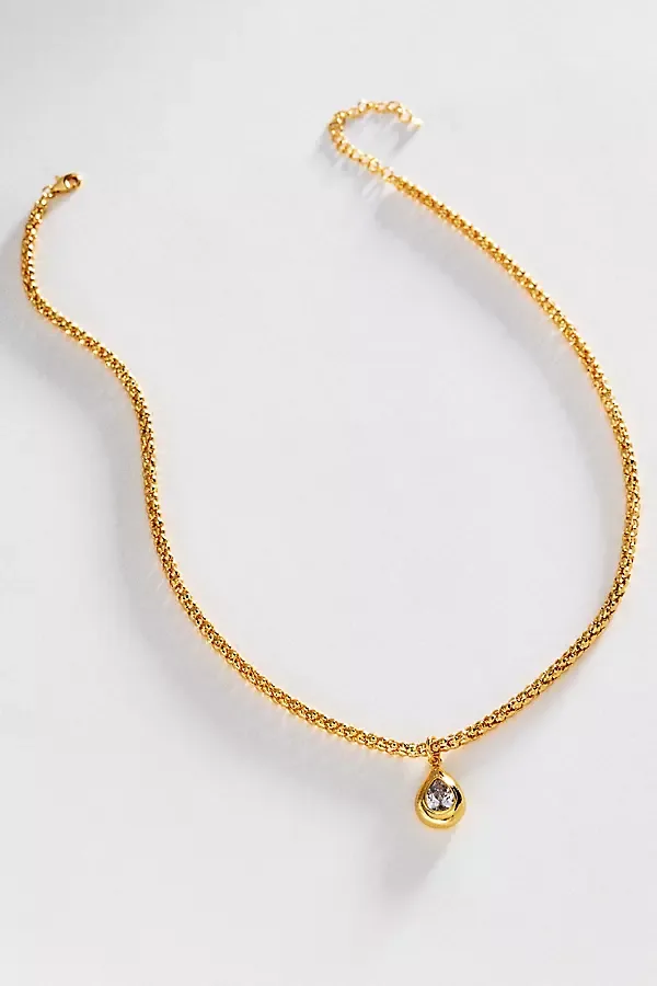 Pear Bezel Necklace