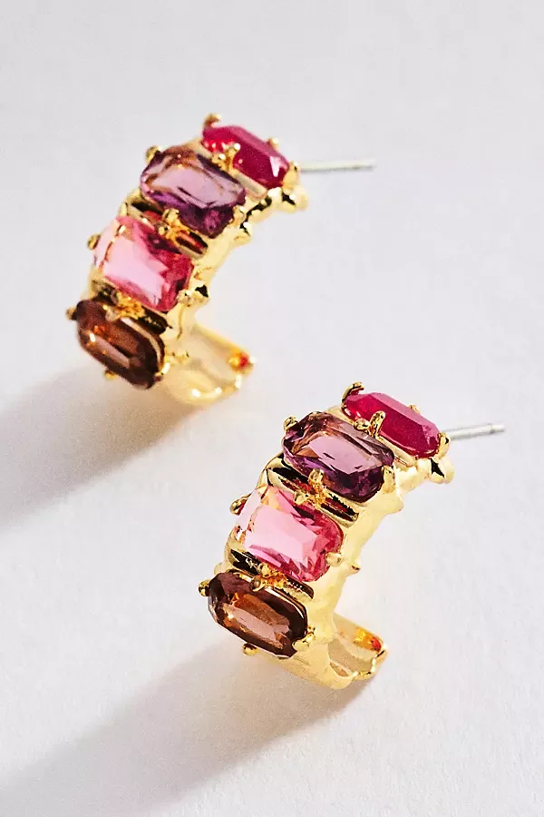 Crystal Baguette Huggie Hoop Earrings