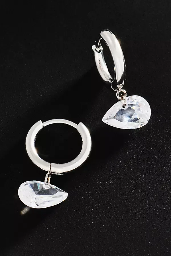 Demi Fine Pear Crystal Drop Hoop Earrings by Anthropologie
