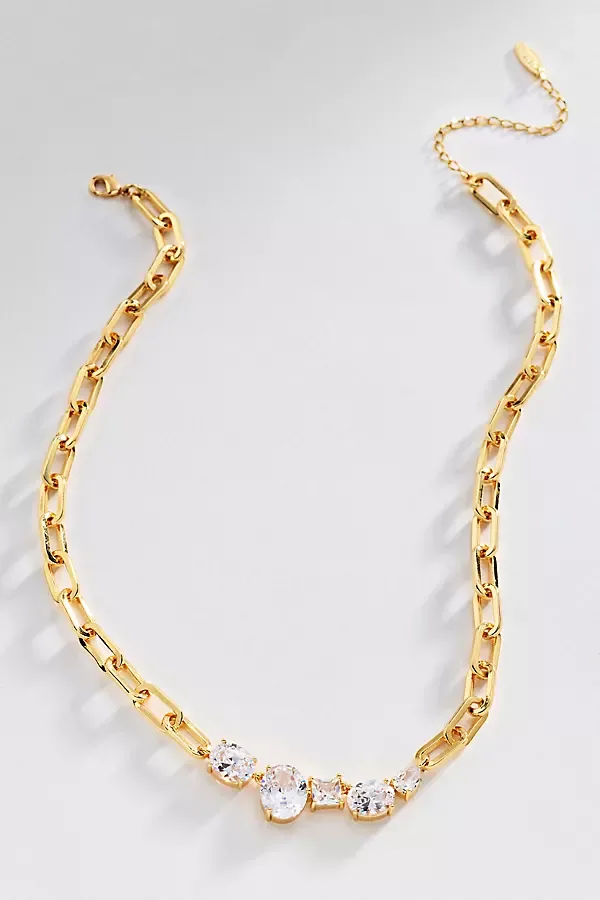 Chunky Paperclip Crystal Necklace