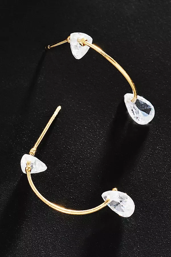 Demi Fine Crystal Thin Hoop Earrings by Anthropologie
