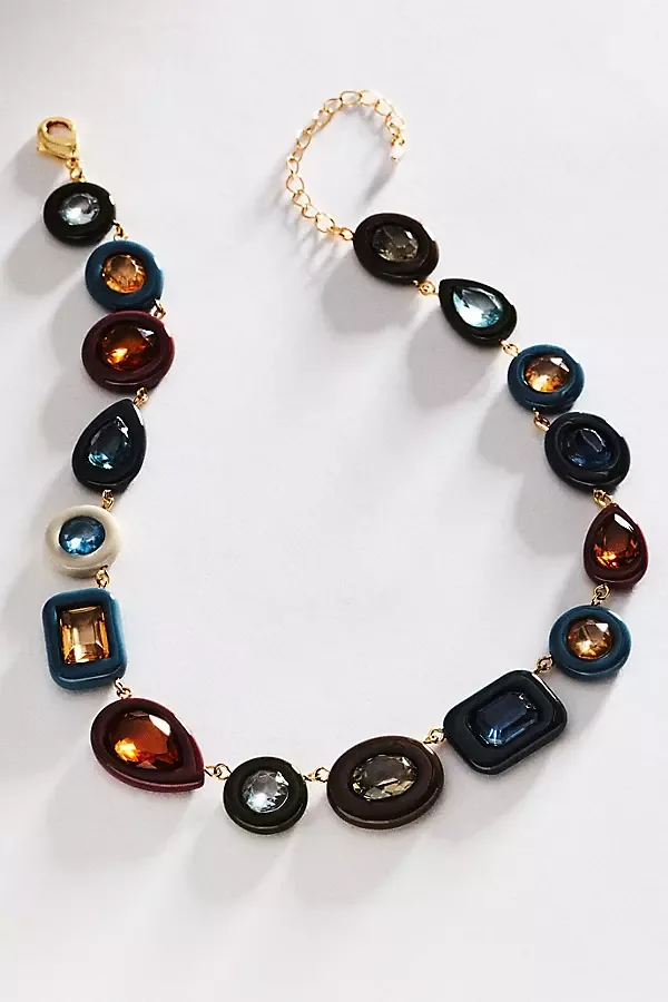 Mixed Enamel Bezel Necklace by Anthropologie