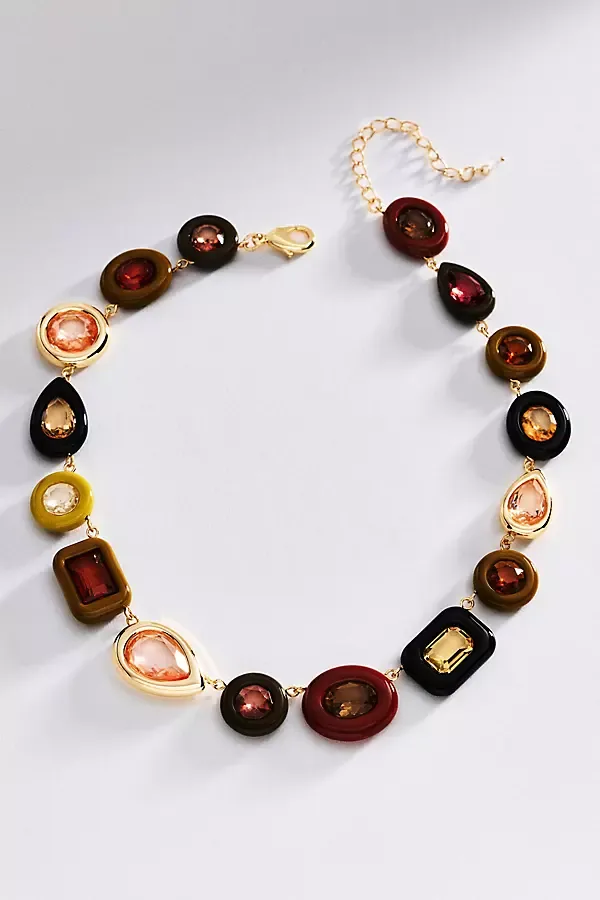Mixed Enamel Bezel Necklace