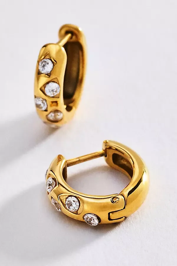 Encrusted Huggie Hoop Earrings