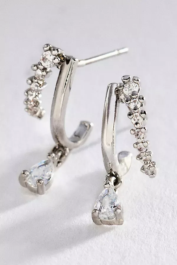 Delicate Crystal Hoop Earrings by Anthropologie