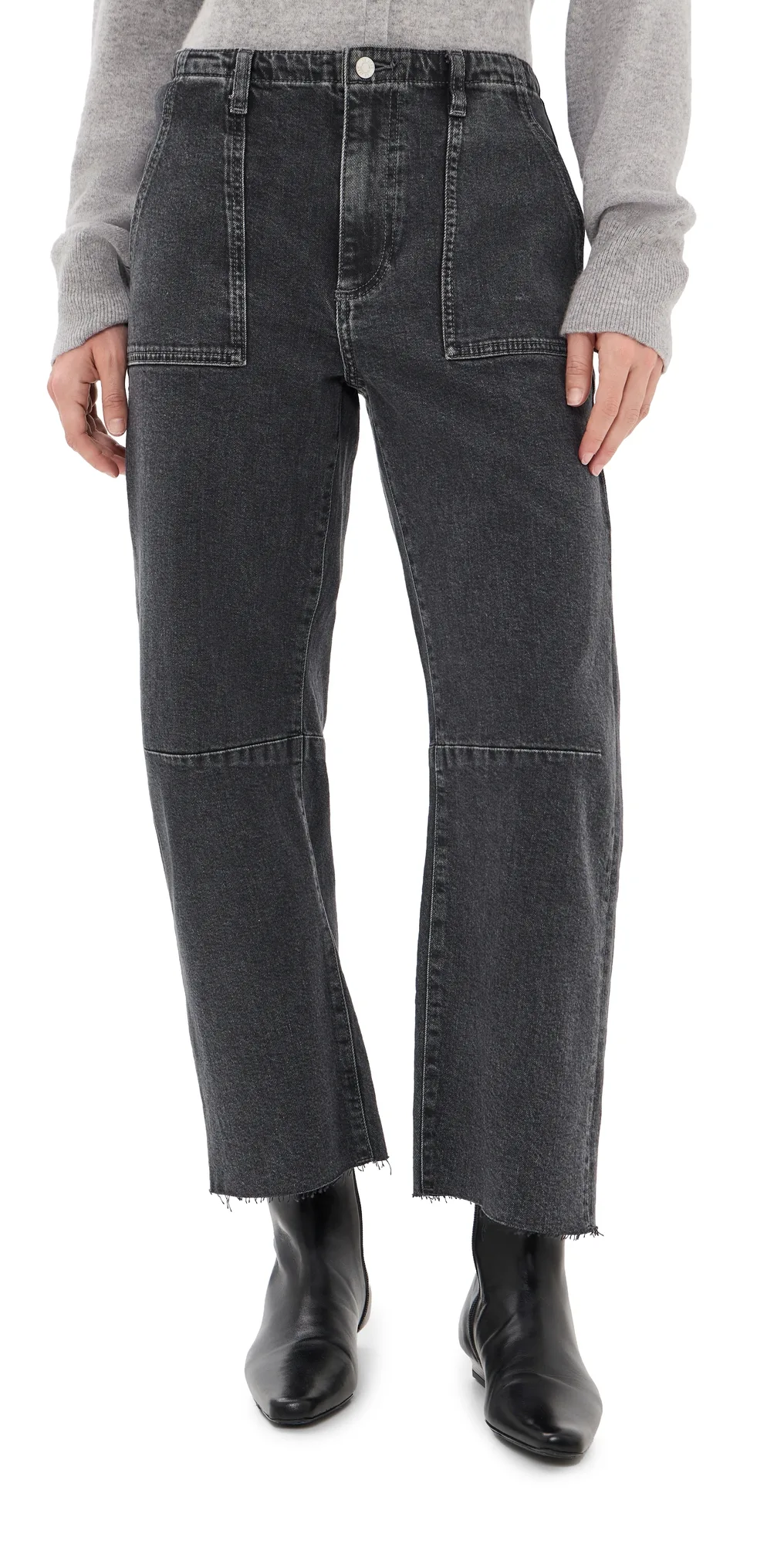 Petite Utility Soft Barrel Raw Jeans by LE JEAN