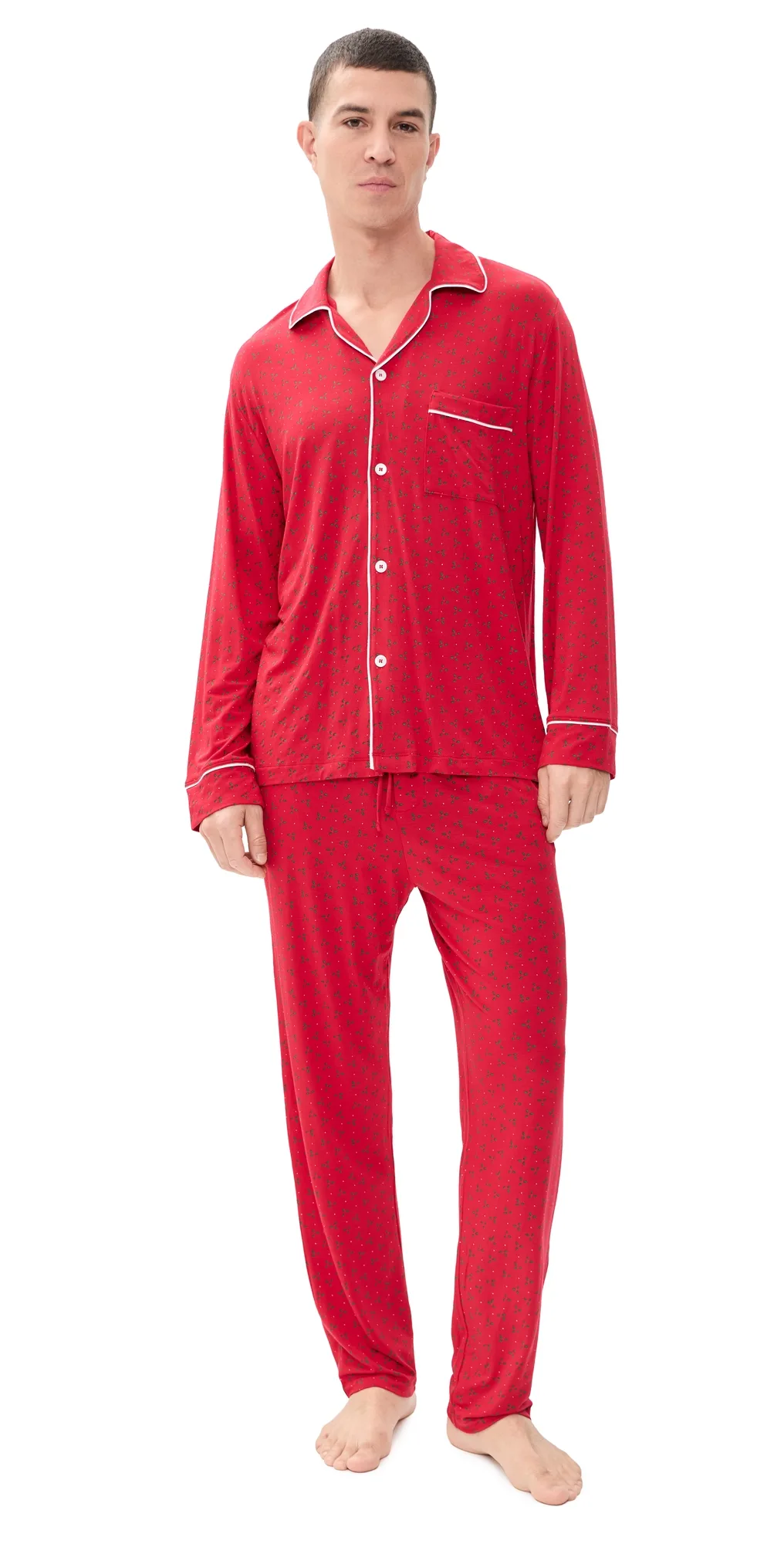 William Printed Long Pajama Set Hollyberry Holly by Eberjey