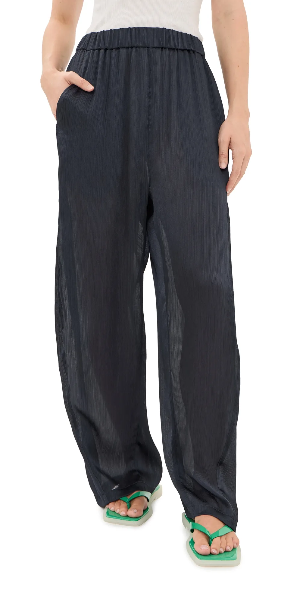 Matte Satin Plissé Winslow Pants by Tibi