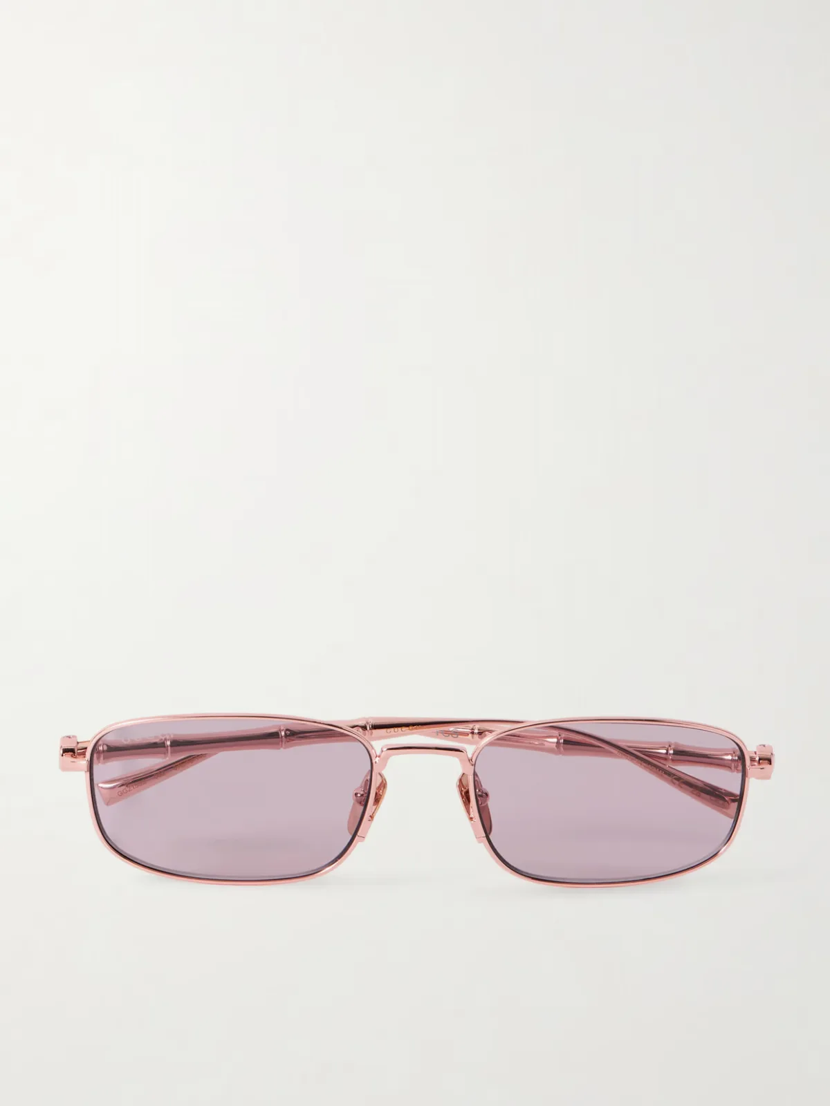 - Bamboo Rectangular-frame Metal Sunglasses -