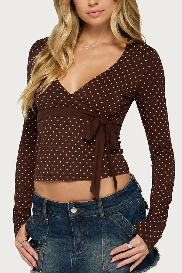 Ilen Polka Dot Wrap Top