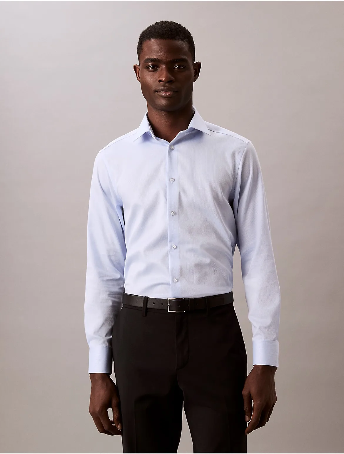 Steel Solid Slim Fit Button-Down Shirt by Calvin Klein