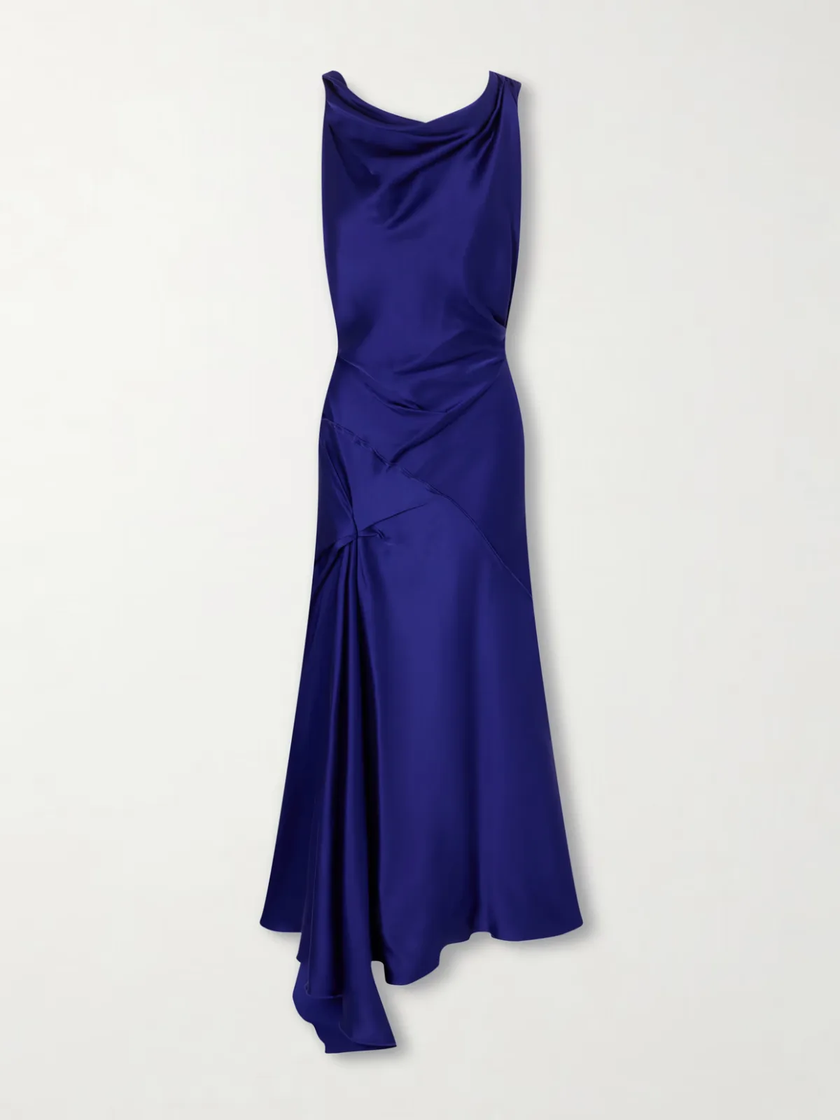 - Asymmetric Draped Gathered Satin-crepe Dress -