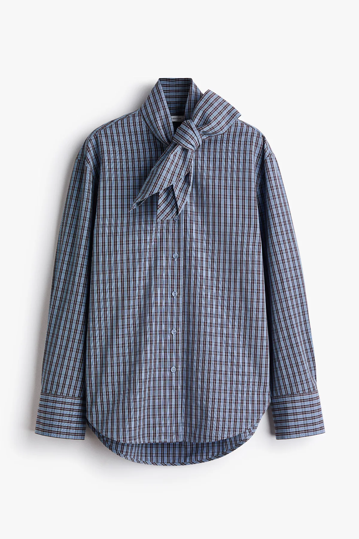 Bow-Collar Cotton Poplin Shirt by H&M