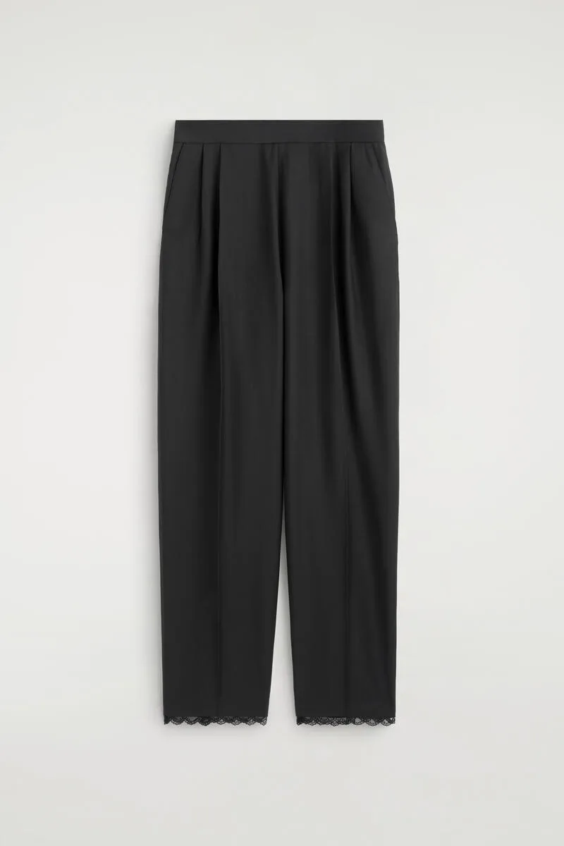 Lace-Detail Wool Tapered Trousers by COS