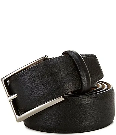 Feathered Edge Pebbled Leather Belt