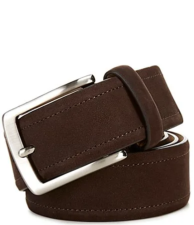Nubuck Leather Feathered Edge Belt