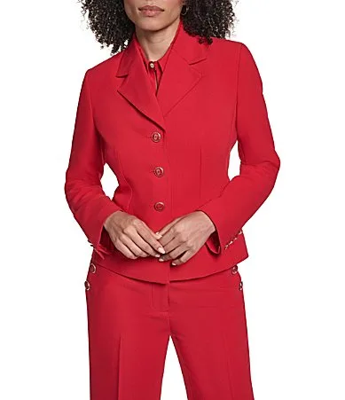 Polish Suiting Notch Lapel Long Sleeve Cropped Length Coordinating Jacket