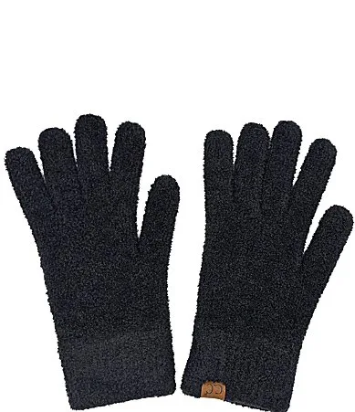 Plush Terry Chenille Traditional Five Finger Gloves by Cc Beanies