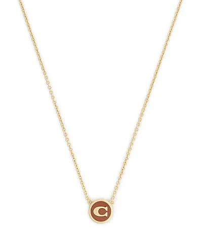 Signature C Enamel Coin Short Pendant Necklace by Coach