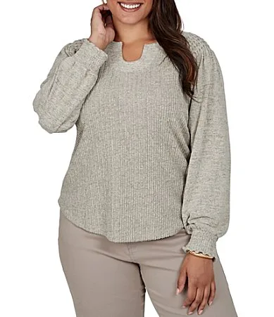 Hatchi Knit Horseshoe Neck Long Sleeve Top