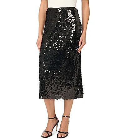 CeCe High Rise Sequin Midi Pencil Skirt