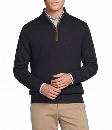 Blue Label Solid Lightweight Quarter Zip Sweater