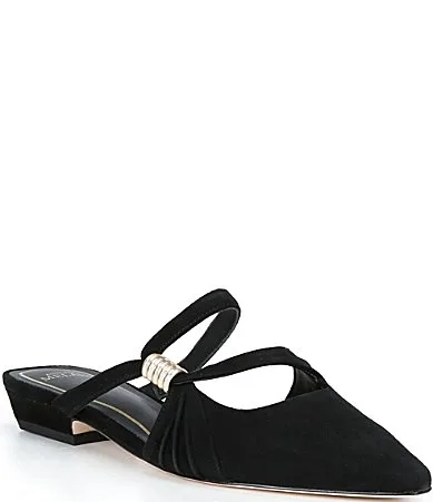Watts Suede Ornamented Flat Dress Mules by Antonio Melani