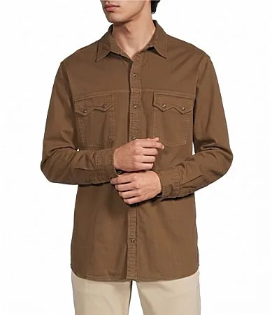 Long Sleeve Solid Western Button Front Shirt